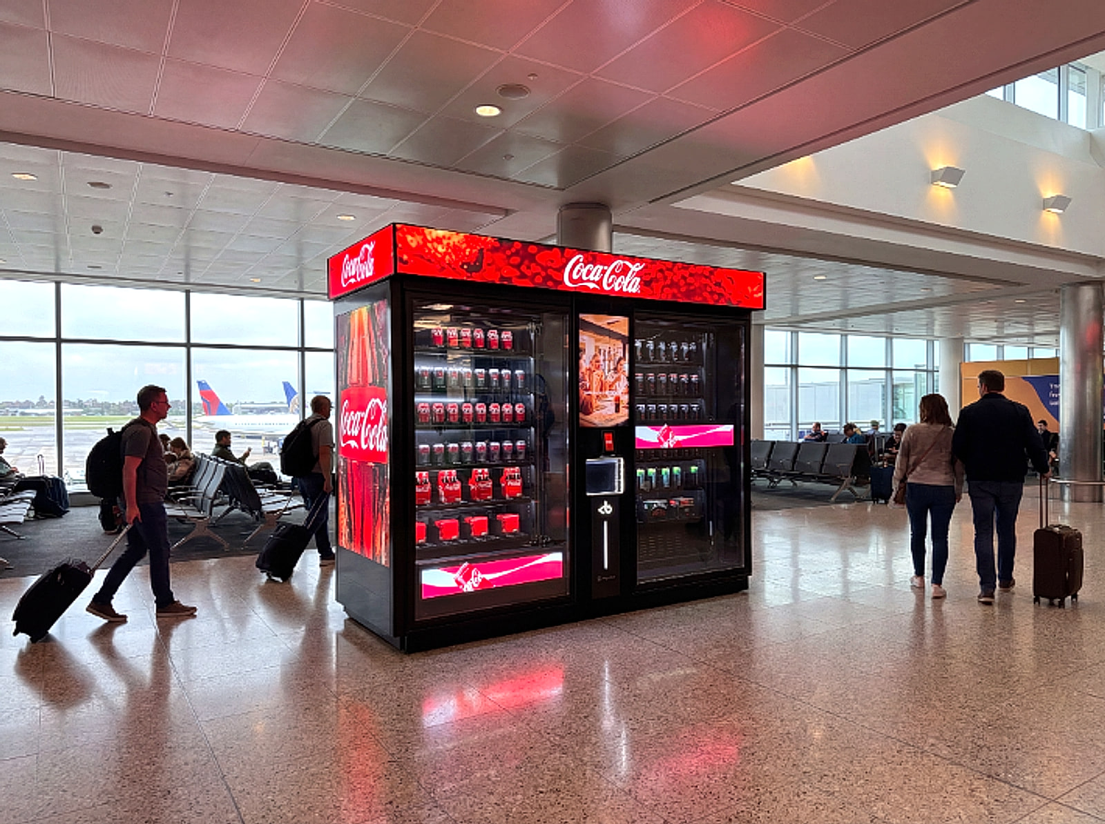 Brand storefront on an airport connected machine
