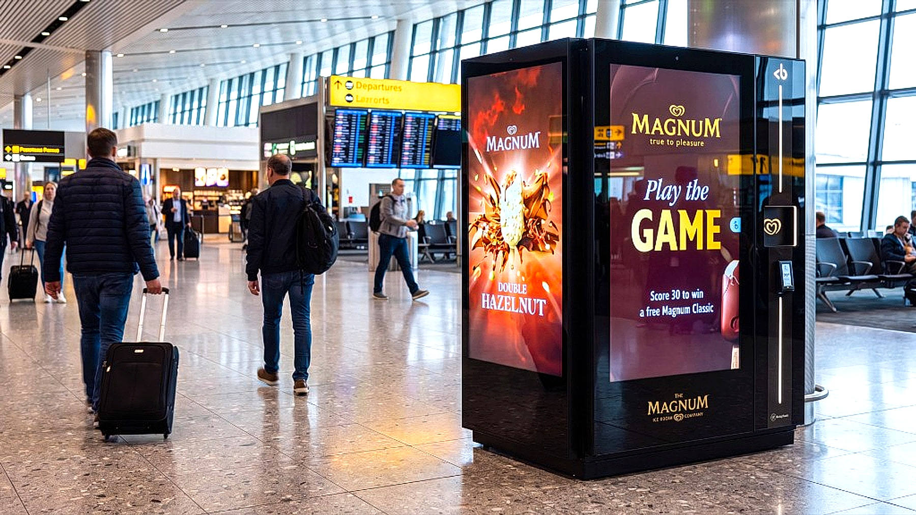 Brand creative on a connected Manchester Airport machine